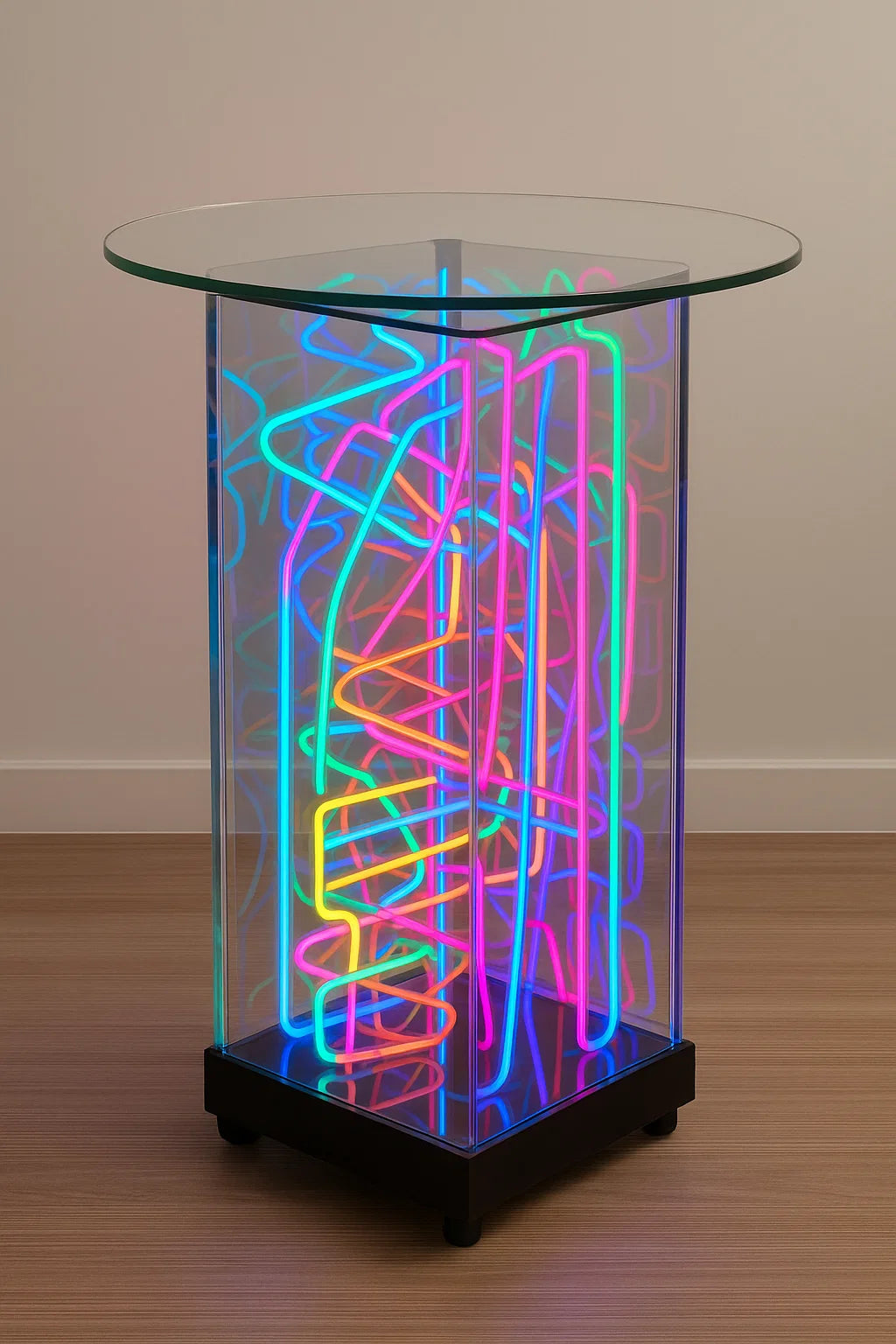 Infinity Neon Stool Table – Elevated Glow with Artistic Edge